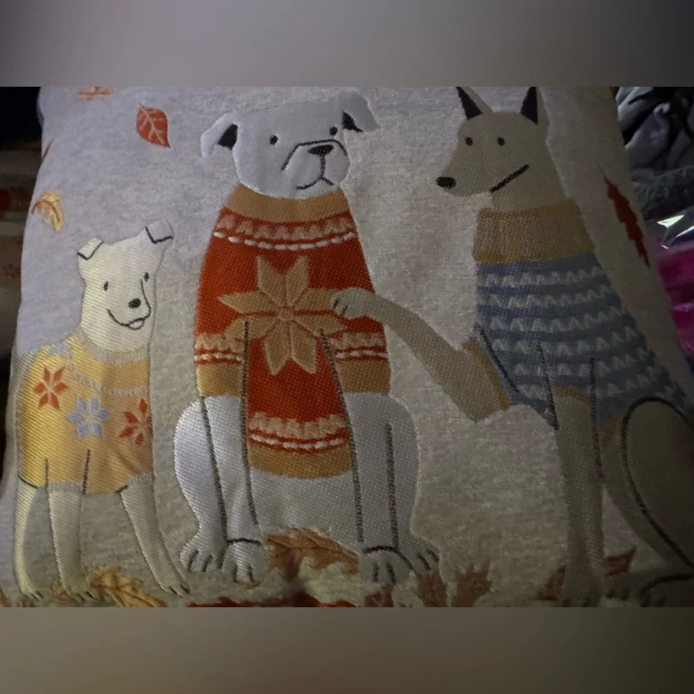 Large 18 inch throw pillows white boxer, dog friends NEW LAST ONE!